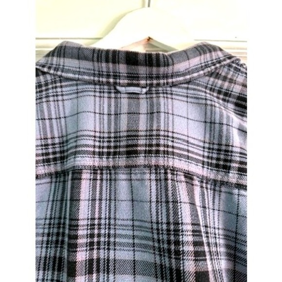 Eddie Bauer Mens Flannel Plaid Button Up Shirt Sz L Blue Plaid Outdoor Campfire - Picture 9 of 9